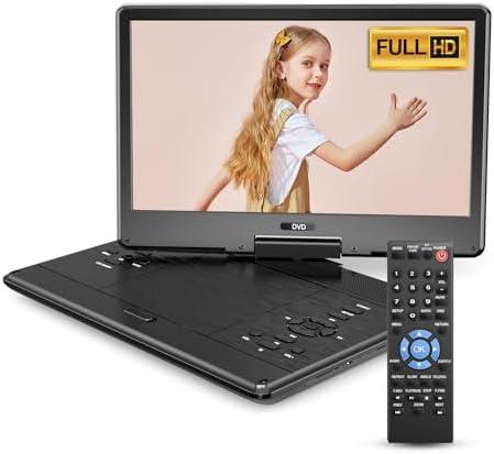 Arafuna 15.92" Thin Portable DVD Player with 14.5" Large Swivel Screen 5-Hour Rechargeable Battery, Lightweight Portable DVD Player for Car,Support USB/SD Card/Sync TV, Regions Free, Last Memory