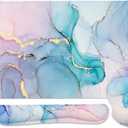 4-in-1 Gaming Mouse Pad Wrist Support SetDesk Pad + Mouse Pad with Wrist Rest + Keyboard Wrist Rest + Coaster, Ergonomic Design for Home Office Study Game - Blue Marble