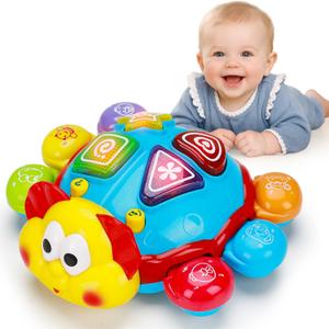 Baby Crawling Toys 6-12 Months, Infant Spanish English Bilingual Learning 0-6 7 8 9 10 11 12-18 Month Old Boy Girl, Musical Light Up Tummy Time Educational Development Toddler Toys 1 2 Year Old Gifts