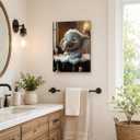 Whimsical Elephant Canvas Wall Art Framed Nursery Animal Decor 12x16 Inch