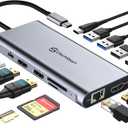 UtechSmart USB C Hub, 3 HDMI Docking Station Triple Display 12 in 1 USB C Laptop Adapter with 4K HDMI PD3.0 SD TF Card Reader Gigabit Ethernet for MacBook Pro/Air/M1/M2 & Windows (Grey)