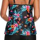 Tempt Me Two Piece Tankini Swimsuits for Women Tummy Control Bathing Suit with Shorts Athletic Two Side Pockets Swimwear (Black, L)
