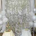 Silver Shimmer Wall Backdrop 8ft * 8ft 1 Panel, Silver Sequin Backdrop Photobooth Props for Wedding, Anniversary, Birthday, Party Decorations