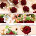 Sherr Set of 12 Rose Wrist Corsages for Wedding Corsage Flower Wristlet Floral Wedding Wrist Bridal Rose Leaf Hand Flowers for Bride Bridesmaid Prom Engagement Festival(Wine Red)