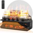21" Freestanding Electric Fireplace Log Set with Cracking Sound, Fireplace Insert Heater with 8H Timer, 750w/1500w, 5 Flame Brightness & 5 Flicker Speeds, Overheat Protection, Remote Control (Whitish Gray)