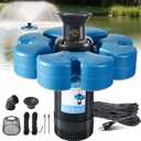 RELIY Pond Fountain Aerator, 1HP 110V 15000 GPH Fountain Pump, Fully Automatic Powerful Lake Floating Fountain, 100 FT Power Cord, 2x100 FT Traction Rope, Pond Fountains For Large Ponds