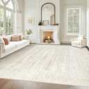 Living Room Rugs 9x12: Washable Moroccan Geometric Boho Rug Farmhouse Non Slip Stain Resistant Large Rug Low Pile Soft Carpet for Bedroom Dining Room Kids Room (Ivory Beige,9'x12')