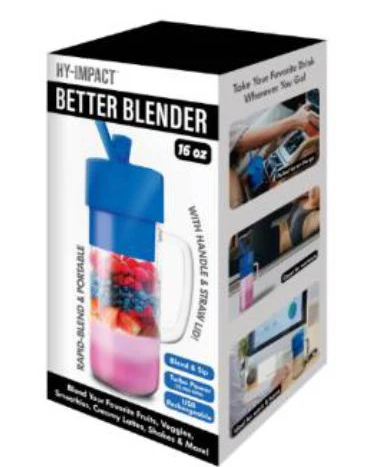 HY-IMPACT BETTER BLENDER - PERSONAL WITH HANDLE AND STRAW - 16OZ. USB RECHARGEABLE
