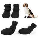 PAWsay Waterproof Dog Shoes for Large Dogs,Silicone Non-Slip Dog Boots,Soft Paw Protector Booties with Adjustable Hook and Loop Strap,Puppy Shoes for Outdoor Hiking Rainy Days Black XL