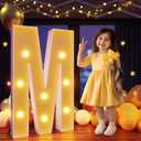Marquee Letters 3 Feet Tall Large Light Up Letters M Wedding Mr and Mrs Sign Marry Me Engagement Party Decor Yellow Light Birthday Decorations Balloon Arch Kit Foam Sign M