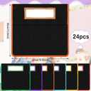 16 x 17 Inch Pocket Chart Seat Back Organizer Classroom Student Chair Pockets Organizer with Name Tags and Personalized Stickers for Keeping Student Book School Table Organized (24 Set)