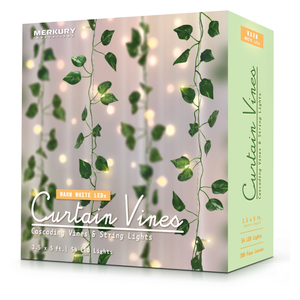 Merkury Innovations LED Cascading Curtain Vine Indoor Lights, Warm White, 3.5ft. W x 5ft H
