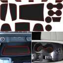 Center Console Liner for Nissan Rogue Accessories 2021-2024 2025 2026, Cup Holder Mat, Door Pocket Pad, Coaster Trim, Non-Slip Dust Interior, Custom Rubber Decoration Insert (17 Pcs, Red Trims)