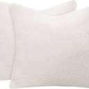 2 Pieces 17x17 Inch White Faux Fur Throw Pillow Cover Accent Sherpa Pillow Neutral Fuzzy Soft Pillowcases Sheepskin Decorative Fleece Cushion Case for Office Bed Couch Living Room Home Sofa Couch