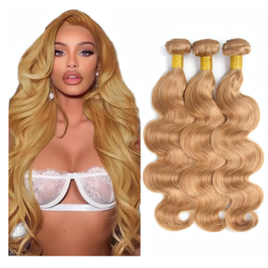 LOIUMGUU Color 30 Highlight Human Hair Bundles Mixed With Honey Blonde Body Wave Bundles 20 22 24 Inch Brazilian Virgin Hair P27/30 Color 27 Hair Weave
