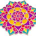 Bnesi Wooden DIY Floral Rangoli Mat Easy to Use or to Fill Rangoli Template Rangoli Decorative Boards for Indian Traditional Festival New Year Decor (Wood, Floral)