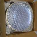 100PCS Clear Blue and Gold Plastic Plates, 7 Inch Disposable Dessert Plates with Gold Rim, Heavy Duty Hammered Plastic Plates for Party and Weddings