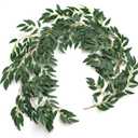 Ling's Moment Willow Leaf Greenery Swag, 5.9ft Artificial Silk Real Touch Italian Ruscus Rattan Garland, Fake Wispy Hanging Vine Stem for Home Decor Wedding Table Centerpieces Birthday Party Garden