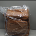 Kovale Collective Leather Diaper Bag Backpack, Multi-Function, Anti-Theft, Waterproof, with Changing Pad, Stroller Straps, Pacifier Case, Light Brown Vegan Leather