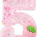 Pink Number 5 Candles Strawberry Birthday Candle 5th Birthday Cake Topper Cupcake Decorations for Girls and Women Strawberry Party Decor Anniversary Celebrations Supplies Favors