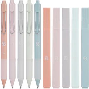 BLIEVE - Aesthetic Highlighters and Gel Pens With Soft Ink And Tip, Bible Highlighters and Pens No Bleed, Dry Fast Easy to Hold, for Bible Journaling Planner School Supplies (Pastel)