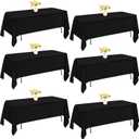 6 Pack Rectangle Black Table Cloth Bulk Washable Polyester Table Cover for Wedding Dining Table Buffet Parties Banquet Decoration（60x102Inch, Black）