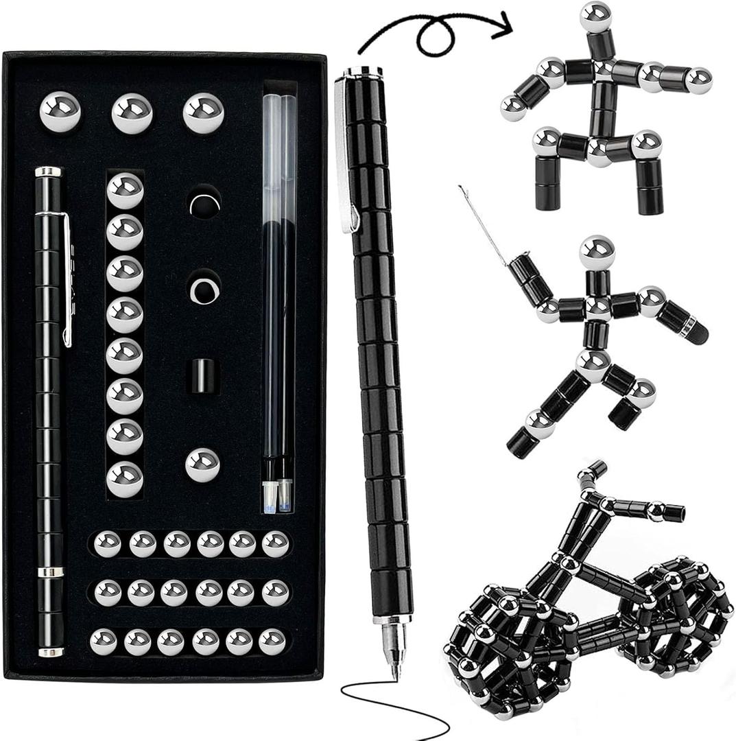 Fidget Pen Birthday Gifts For Men - Father Dad Gifts Stress Relief Toys Adhd Fidget Toys Magnetic Pen Teen Girl Boy Gift Trendy Stuff Teacher Appreciation Gift Cool Office School Desk Toy For Adults (Black)