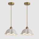 Modern Gold Milk Glass Pendant Light Mid Century Adjustable White Ceramic Hanging Light Fixture Vintage Brass Pendant Light Kitchen Island Nordic Hanging Lamp (2 Pack) MPL11-2 GD