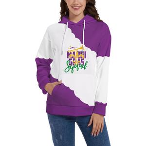 TMSD Women's Mardi Gras St.Patrick's Day Long Sleeve Hoodie with Pocket (White, S)