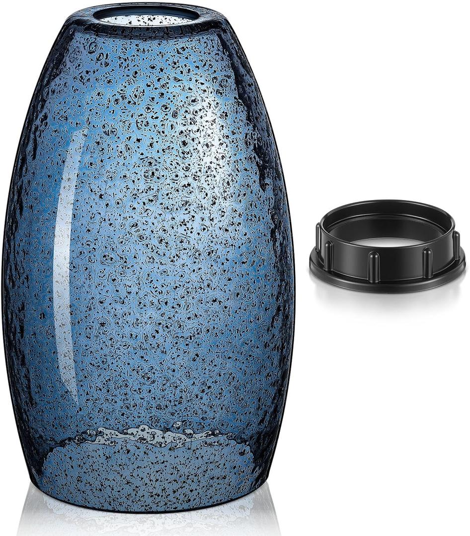 2 Set Oval Glass Lamp Shade 7.5" High x 4.7" Diameter Glass Pendant Lampshade Compatible with E26 Light Fixtures Lampshade Replacement for Kitchen Island Ceiling Pendant (Dark Blue Seeds)