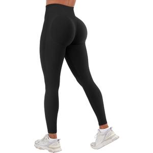YEOREO Seamless Workout Leggings for Women Butt Lifting Hidden Scrunch Leggings High Waisted Gym Yoga Lilliean Impact Pants (Large, Black)