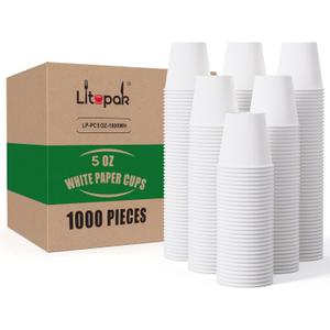 LITOPAK 1000 pack 5 oz Paper Coffee Cups, White Small Espresso Paper Coffee Cups for Office, Home, Party, and Events