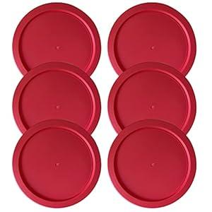 Replacement Lids fits Pyrex 4-Cup Glass Food Storage Container Bowls, 6-Inch Plastic Round Lids Covers for Pyrex 7201-PC, Airtight & Leakproof (6-Pack, Red)