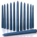 CANDWAX 8 inch Tapered Candles - Set of 12 Dripless Dinner Candles - Dark Blue
