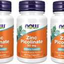 NOW Zinc Picolinate 50mg, 60 Capsules (Pack of 3) BBD: 01-2031