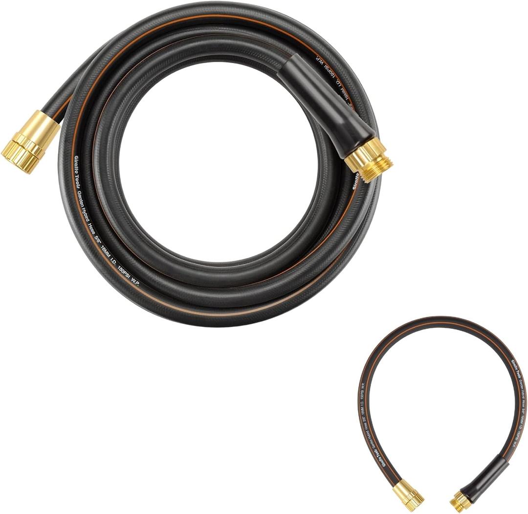 Giraffe Tools Garden Leader Hose 5/8 inch x 2.5ft,Lightweight Hybrid Hose with Bend Protection and Leader Hose 6ft x 5/8",Short Water Hose Heavy Duty with Swivel Handle,Male to Female Fittings