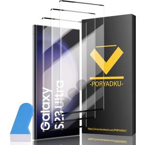 3 Pack For Samsung Galaxy S23 Ultra Screen Protector[6.8 Inch] Tempered Glass, HD Clear Anti Scratch, Fingerprint Compatible with S23 Ultra 5G Glass Screen Protector
