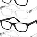Success Eyewear Reading Glasses Set of 4 Black Quality Readers Spring Hinge Glasses for Reading for Men and Women