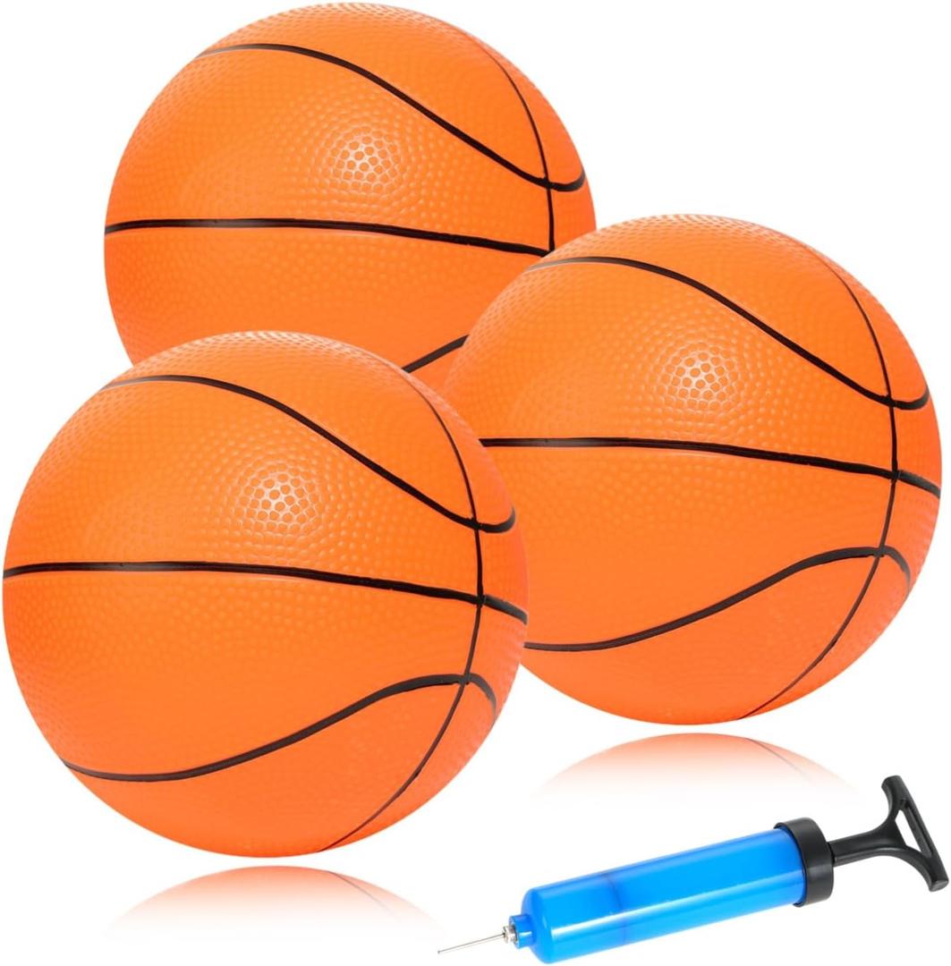 Mini Basketballs 3 Pack - 7inch Small Basketball Size 3 Set with Pump Needle - Ideal for Mini Hoop, Outdoor & Indoor Play - Kids Basketball Party Favors (Orange)