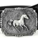 BELTROAD Western Leather Buckle Belt for Men Women Cowboy Cowgirl Country Leather Belts for Jeans Western Belts Men Christmas (Black)