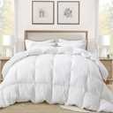 Globon Ultra-Soft Down Feather Comforter Queen Size,Luxurious Fluffy Hotel Collection Duvet Insert for All Season,Noiseless Shell,700 Filling Power,Medium Weight with Corner Tabs, White