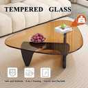 Modern Glass Coffee Table for Living Room, Mid Century Coffee Table, Small Coffee Tables, Suitable for Bedroom Living Room Reception Office Tables (Black/Brown, Medium), Medium 35.8 * 25.5 * 16in