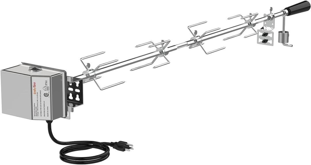 onlyfire Universal Grill Replacement Rotisserie Kit - 45'' & 53'' X 1/2'' Hexagon Spit Rod, Stainless Steel Electric Motor