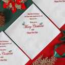 2 x Cotton Christmas Handkerchiefs, Embroidered Holiday Handkerchiefs, Handkerchief Gifts with Blessings for Men & Women