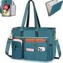 ESTARER Teacher Tote Bag for Women 2Pcs,15.6 Inch Laptop Work Bag Computer bag w/Expandable File Folder, Large Water-Resistant Messenger Handbags w/Insulated Pocket for Office/Travel/College, Teal