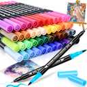 48 Colors Dual Markers Brush Pens, Art Markers Colored Pens for Adult Coloring Books, Brush and Fine Point Dual Tip Artist Colored Marker Set for Drawing Adult Coloring Hand Lettering