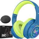 LOBKIN Active Noise Cancelling Headphones for Kids,Bluetooth 5.4,Kids Headphones Wireless with Mic 50H Playtime AUX Cord Safe Volume Limited Foldable for Boy Girl Travel/School/iPad(with LED Lights)