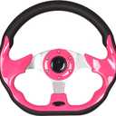 Pink D Shape Golf Cart Steering Wheel Universal Fit for Golf Cart Club Car DS and Precedent EZGO RXV & TXT, Yamaha, Tempo with Silver Aluminum Frame