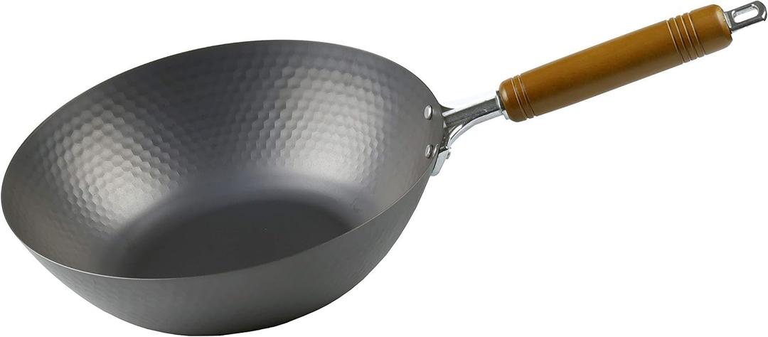 JapanBargain 4966, Medium Size Peking Wok Stir Fry Pan Japanese Induction Cookware Traditional Chinese Nonstick Iron Wok 27cm, Made in Japan (10.5-inch)