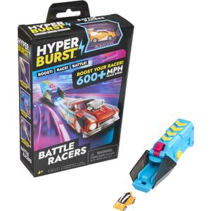 Hyper Burst Battle Racers Orange Axion Car & Launcher | Over 600+ MPH Scale Speed! | Racing Micro Scale Cars and Battle Action Toys | Ages 5+